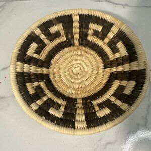 TOHONO O'ODHAM (PAPAGO), HANDWOVEN FRET DESIGN, 4" COILED BASKET
